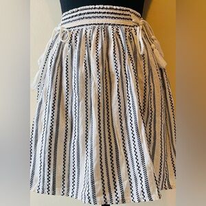 Striped Black and White Cotton Midi Skirt